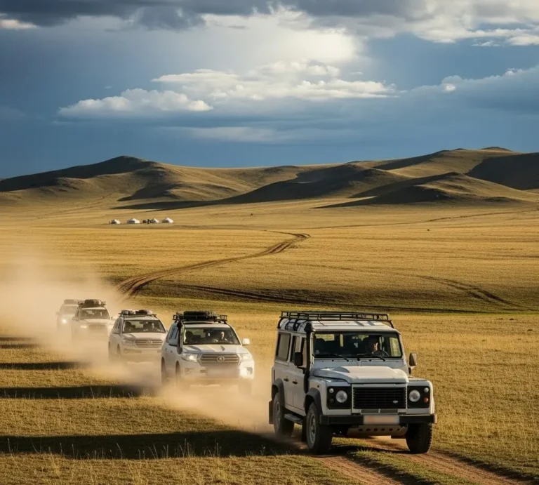 4x4 Mongolia convoy crossing steppe | Nomad Trail